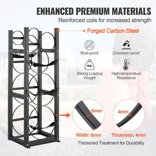 Vevor Refrigerant Tank Rack 2 X 30 Pounds Other 3 Small Cylinder Tank Rack 12.79x12.99 X 47.12 Inches Refrigerant Cylinder Rack Freon Cases Gas Oxygen Nitrogen