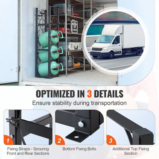 Vevor Refrigerant Tank Rack 3 X 30 Pounds Other 3 Small Cylinder Tank Rack 12.79x12.99x47.12 Inches Refrigerant Cylinder Shelf Freon Cases Gas Oxygen Nitrogen