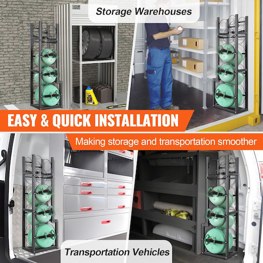 Vevor Refrigerant Tank Rack 1 X 50 lbs 2 X 30 lbs Plus 3 Small Bottle Tanks Cylinder Tank Rack 15.55 X 12.99 X 49.8 Inches Refrigerant Cylinder Shelf Freon Cases Gas Oxygen Nitrogen