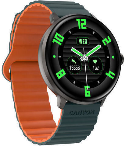 Canyon Jacky SW-69 44mm Водоустойчив Смарт Часовник с Пулсомер Зелен-Оранжев