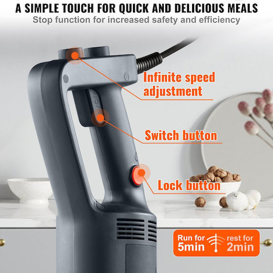 Vevor Commercial Hand Blender 750W with Shaft