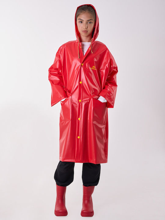 Wasserdicht Kinder Trenchcoat Lang mit Kapuze Rot