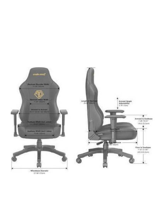 Anda Seat Phantom 3 Καρέκλα Gaming Δερματίνης με Ρυθμιζόμενα Μπράτσα Μαύρη