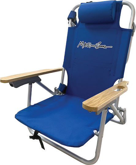Maui & Sons Small Chair Beach Aluminium with High Back Blue 60x61x74.5cm
