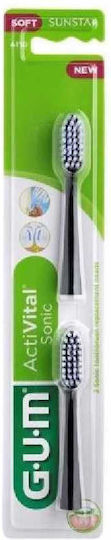 GUM Sonic Daily Electric Toothbrush Replacement Heads Black 1pcs