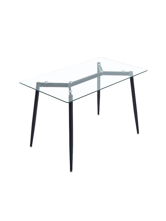 Quana Table Kitchen with Glass Surface Transparent - White 120x70x75cm