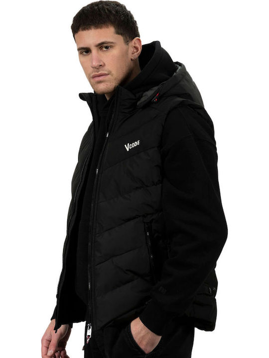 Ärmellos Jacke Puffer Winddicht Black