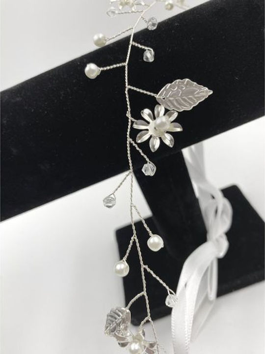 Unique Bridal Hair Decoration Silver Leaf Design Pearls Harper Dimensions Length 36cm