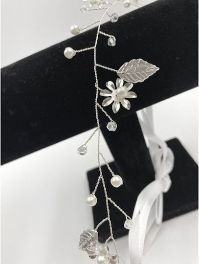 Unique Bridal Hair Decoration Silver Leaf Design Pearls Harper Dimensions Length 36cm