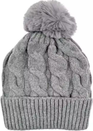 Set with Beanie Knitted in Gray color