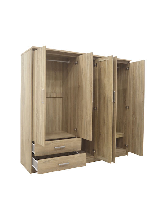 Fünf Türen Kleiderschrank Olympus mit Spiegel Natural Shade 198x57x183cm