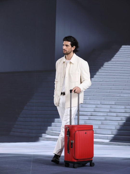 Bange Premium Collection Laptop Cabin Suitcase Fabric Red with 4 Wheels Height 56cm