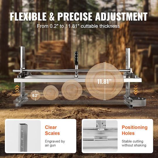 Portable Sawmill Vevor 14"-36" Guide Bar Galvanized Steel Chainsaw Plank 0.2"-11.81" Thickness Sawmill Crosscut Lumber Builders Carpenters Silver