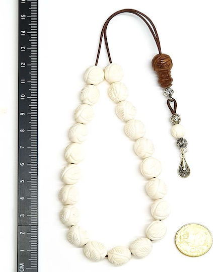 Roloi Komboloi Camel Bone Worry Beads White 29cm