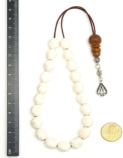 Roloi Komboloi Camel Bone Worry Beads White 28cm