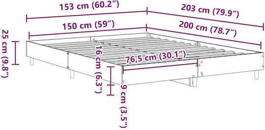 Vidaxl Bed Frame Without Mattress 150x200cm Engineered Wood 1 Pc Double Brown