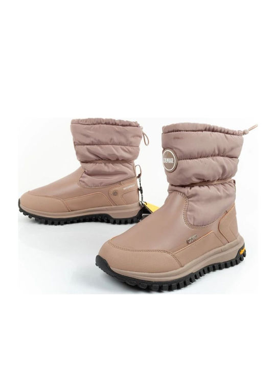 Leder Damenstiefel mit Pelz Beige