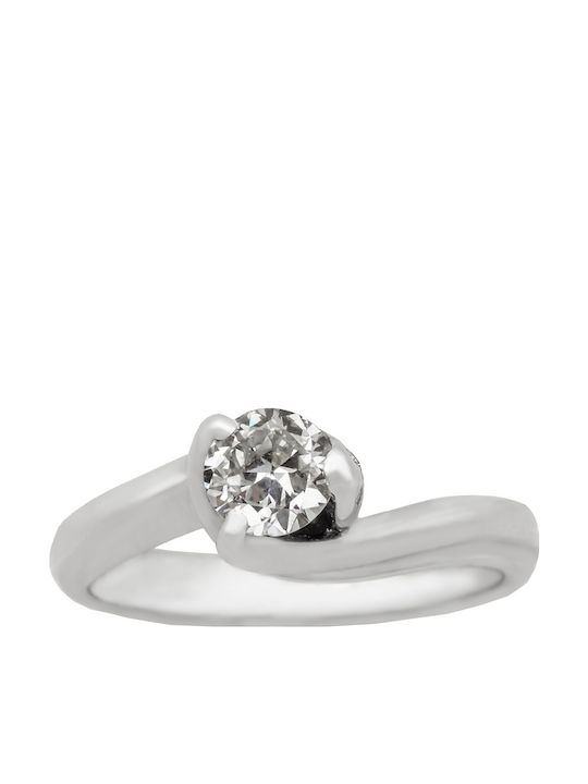 Savvas Design Einzelner Steinring aus Weißgold 18K