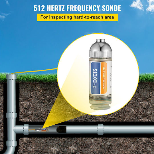 Vevor 512Hz Sonde 8.5" 1/4-20" Connectors Rigid Drain Locator Detection of Small Sewers & Pipes Silver