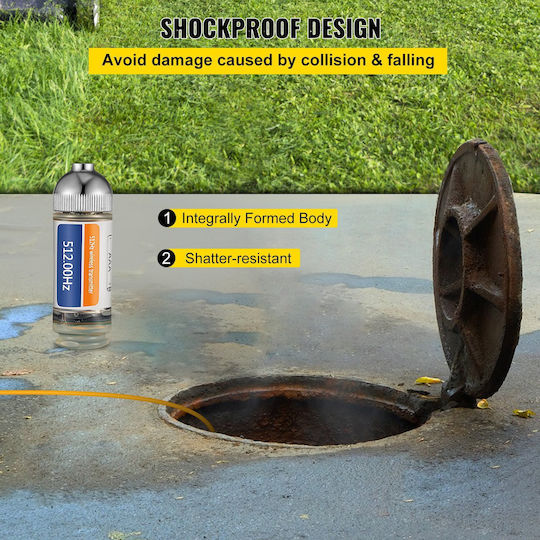 Vevor 512Hz Sonde 8.5" 1/4-20" Connectors Rigid Drain Locator Detection of Small Sewers & Pipes Silver