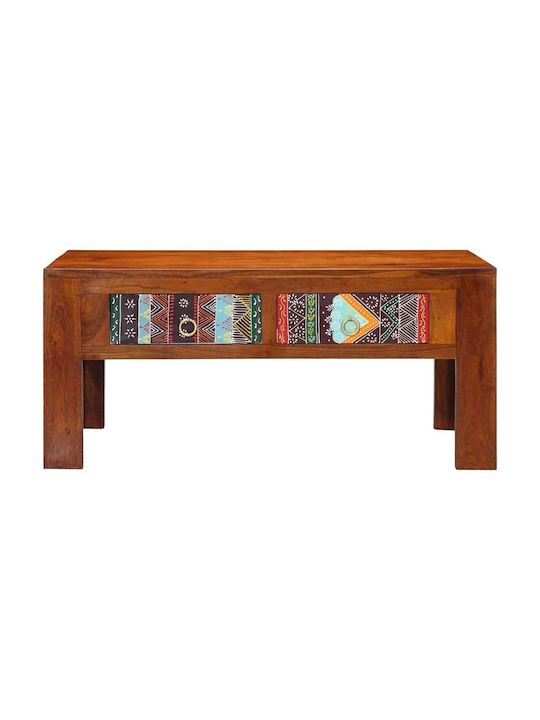 vidaXL Rechteckiger Zentraler Kaffeetisch aus Massivholz Farbe Beige M90xL50xH40cm