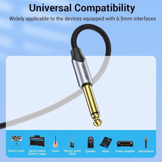 Vention Cable 6.3mm Male - 6.3mm Male 3m Gray BASHI