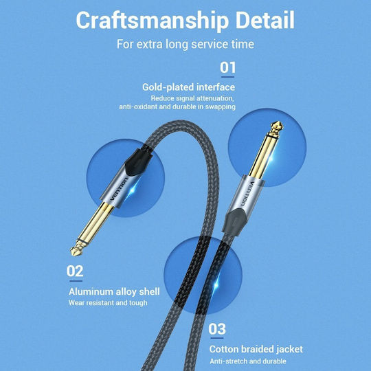 Vention Cable 6.3mm male - 6.3mm male 1m Γκρι BASHF