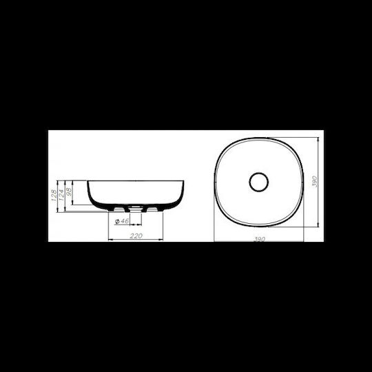 Schock Επικαθήμενος Νιπτήρας Πορσελάνης 39x39cm Λευκός