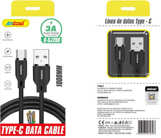 Andowl USB 2.0 Cable USB-C male - USB-A 1m (Q-SJ200)