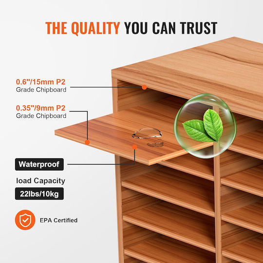 Vevor Wood Literature Organizer File Sorter Βάση Αποθήκευσης Χαρτιού 27 Υποδοχές Λευκό