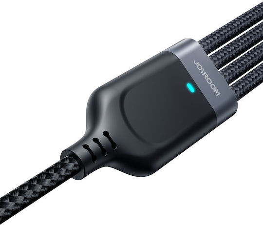 Joyroom S-A18 Geflochten USB zu Blitzschlag / Typ-C,TC-TC / Micro-USB Kabel 5A Schwarz 1.2m