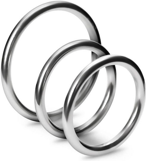 Crushious Set Rings Cock Metal Silver 3pcs