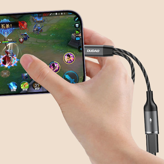 Dudao L13C+ Конвертор USB-C мъжки към USB-C 2x женски Сив 1бр
