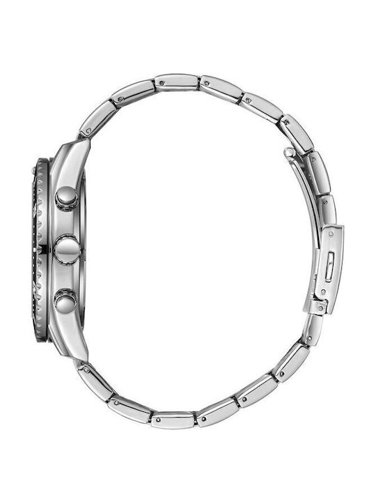 Lee Cooper Dual Time Men's Watch Chronograph Battery with Silver Metal Bracelet