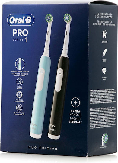 Oral-B Pro Series 1 Duo Edition Electric Toothbrush with Pressure Sensor Light Blue & Black