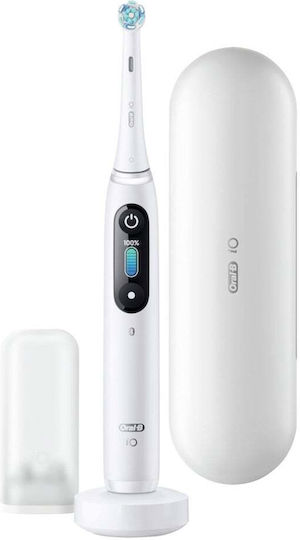 Oral-B iO Series 8N Ηλεκτρική Οδοντόβουρτσα με Χρονομετρητή, Αισθητήρα Πίεσης και Θήκη Ταξιδίου White Alabaster