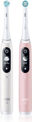 Oral-B iO Series 6 Electric Toothbrush with Timer and Pressure Sensor Duo Pack White/Pink