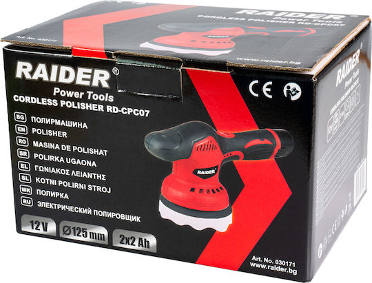 Raider Έκκεντρος Αλοιφαδόρος 12V 2x2Ah με Ταχύτητα 300-2400rpm & Ρύθμιση Στροφών