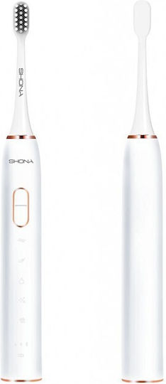 Shona Sonic Ηλεκτρική Οδοντόβουρτσα με Αισθητήρα Πίεσης και Θήκη Ταξιδίου Λευκή