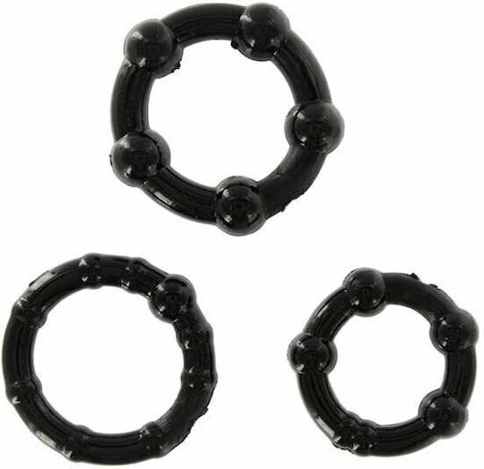 Seven Creations Stay Hard Cock Rings Black 3pcs