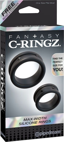 Pipedream Fantasy C-Ringz Max-Width Silicone 3.5cm Black
