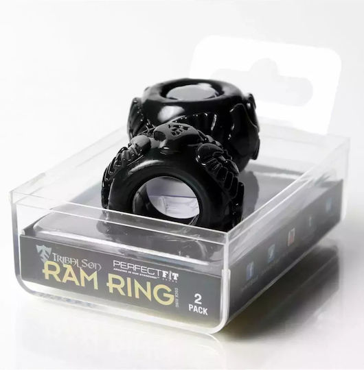 Perfect Fit Brand Tribal Son Ram Ring 2 Pack Ring Cock Black 2pcs
