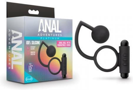 Blush Anal Adventures Platinum Anal Ball with Vibrating Cockring Vibrating Ring Cock with Anal Plug Black BL-01705