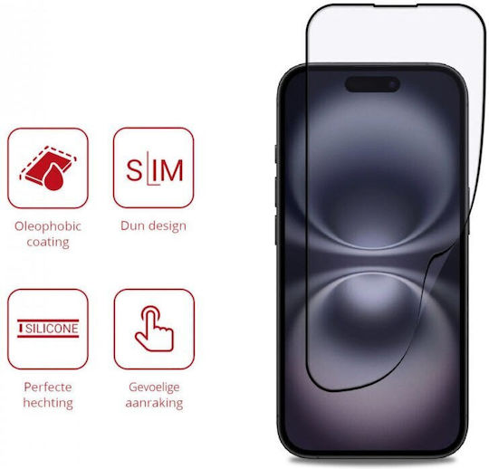 Rosso Tempered Glass Μαύρο (iPhone 16)