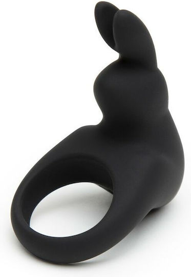 Happy Rabbit Δονούμενο Δαχτυλίδι Πέους Σιλικόνης Black