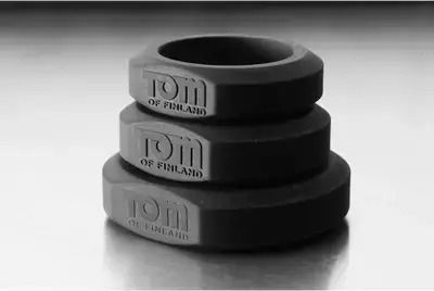 Tom of Finland 3 Piece Silicone Cock Ring Set Black 3pcs
