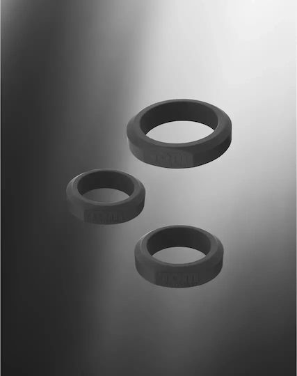 Tom of Finland 3 Piece Silicone Cock Ring Set Black 3pcs
