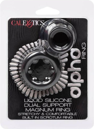 Calexotics Alpha Liquid Dual Cock Ring Schwanz & Hoden Silikon Black