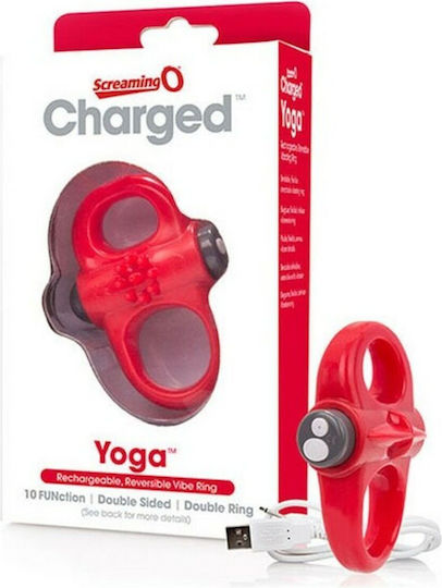 Screaming O Charged Yoga Δονούμενο Δαχτυλίδι Πέους Κόκκινο