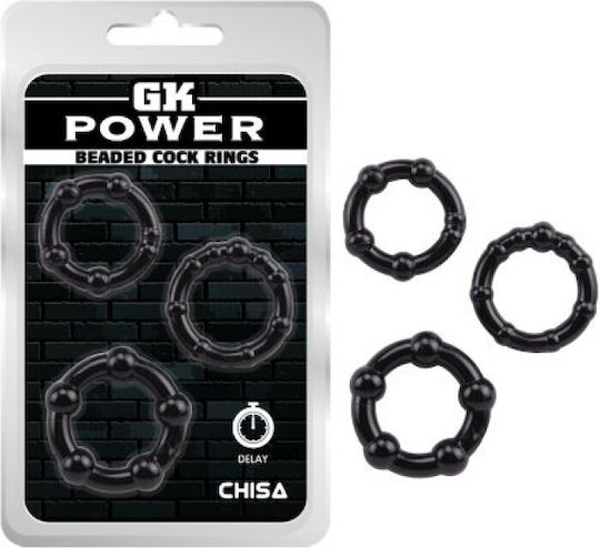 Chisa Novelties Beaded Cock Rings Black